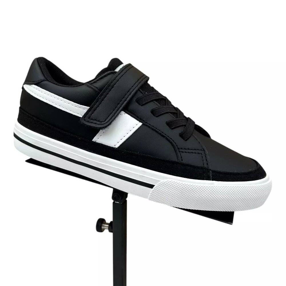 TOMMY BAHAMA‎ Youth Boys Slip-on Sneakers Size 3Y Black White Faux Leather Shoes